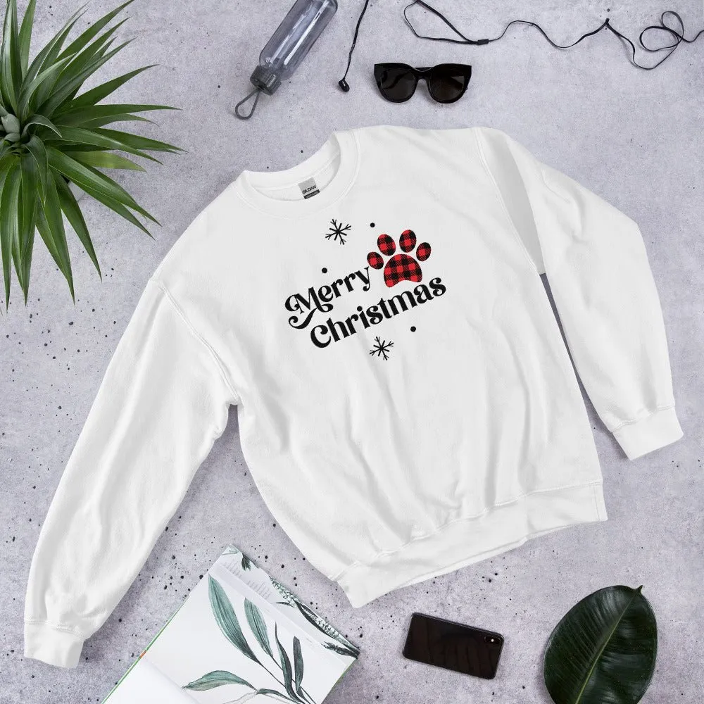 Merry Christmas Plaid Paw Sweatshirt