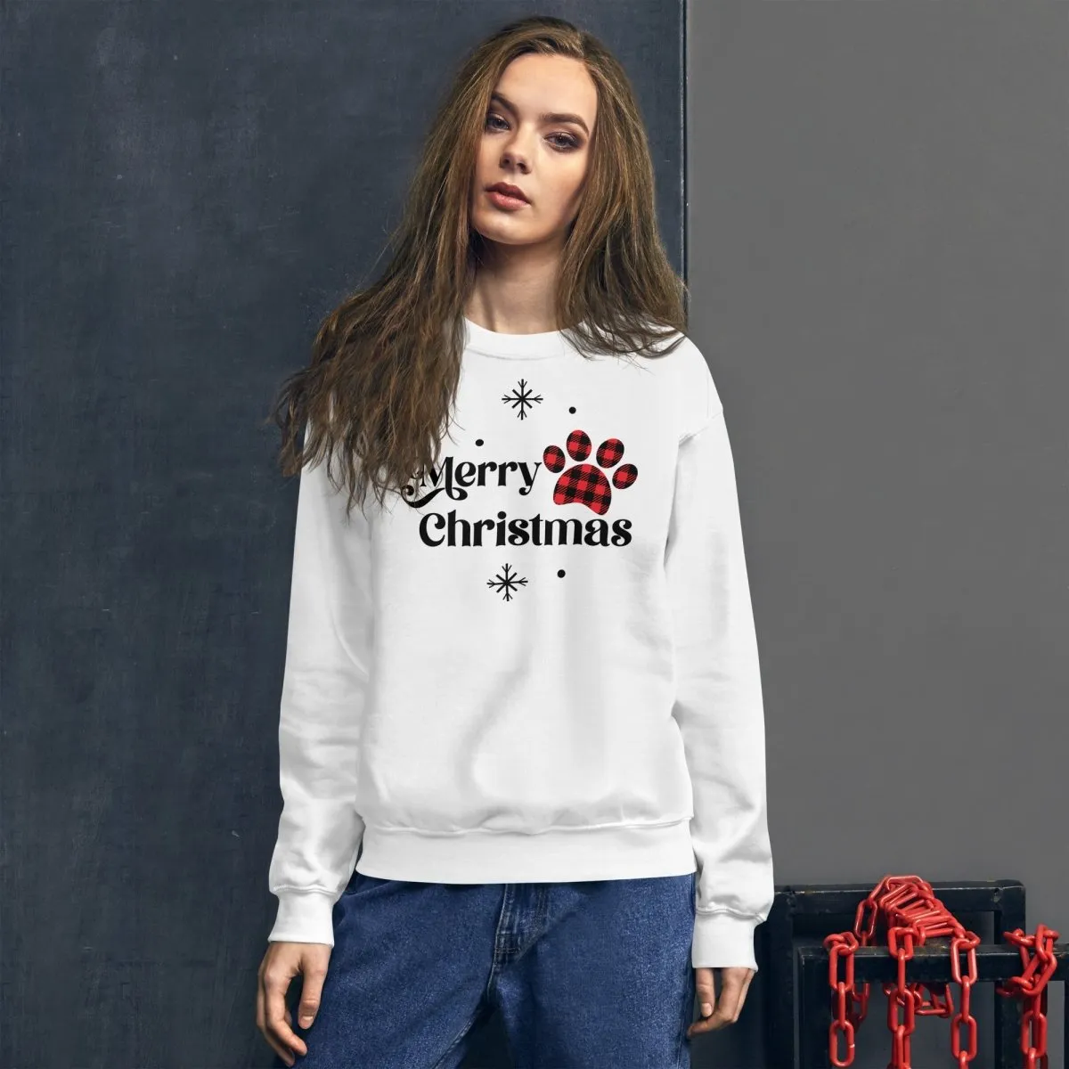 Merry Christmas Plaid Paw Sweatshirt