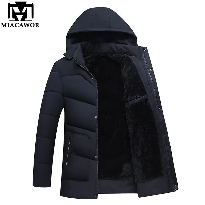 MIACAWOR New 2018 Men Jacket Coats Thicken Warm Winter Jackets Casual Men Parka Hooded Outwear Cotton-padded Jacket J468