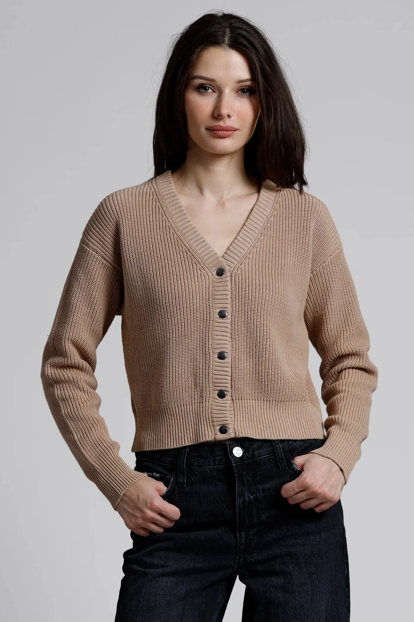 Minnie Rose Cotton Shaker Cropped Cardigan