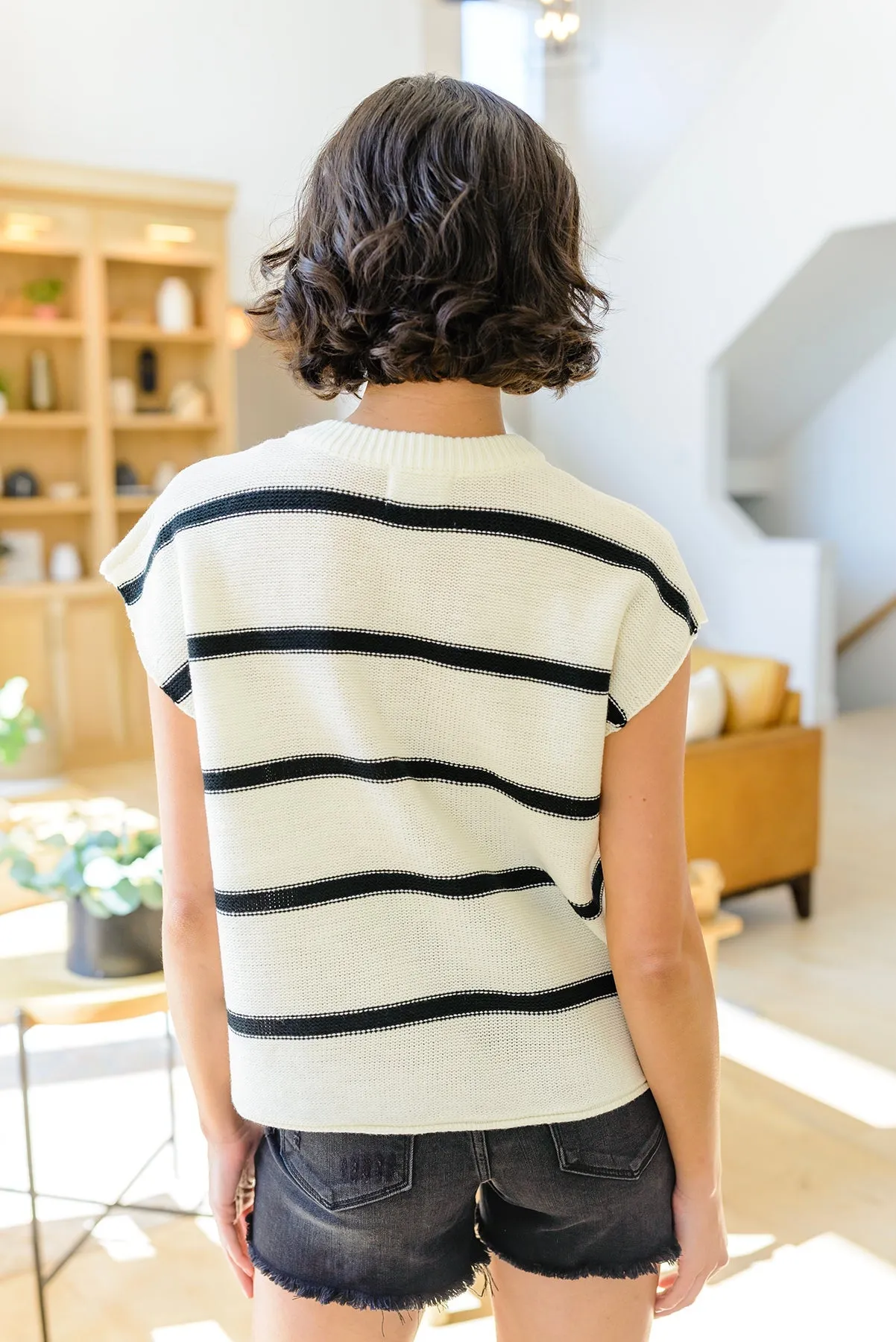 More or Less Striped Sweater in Ivory & Black