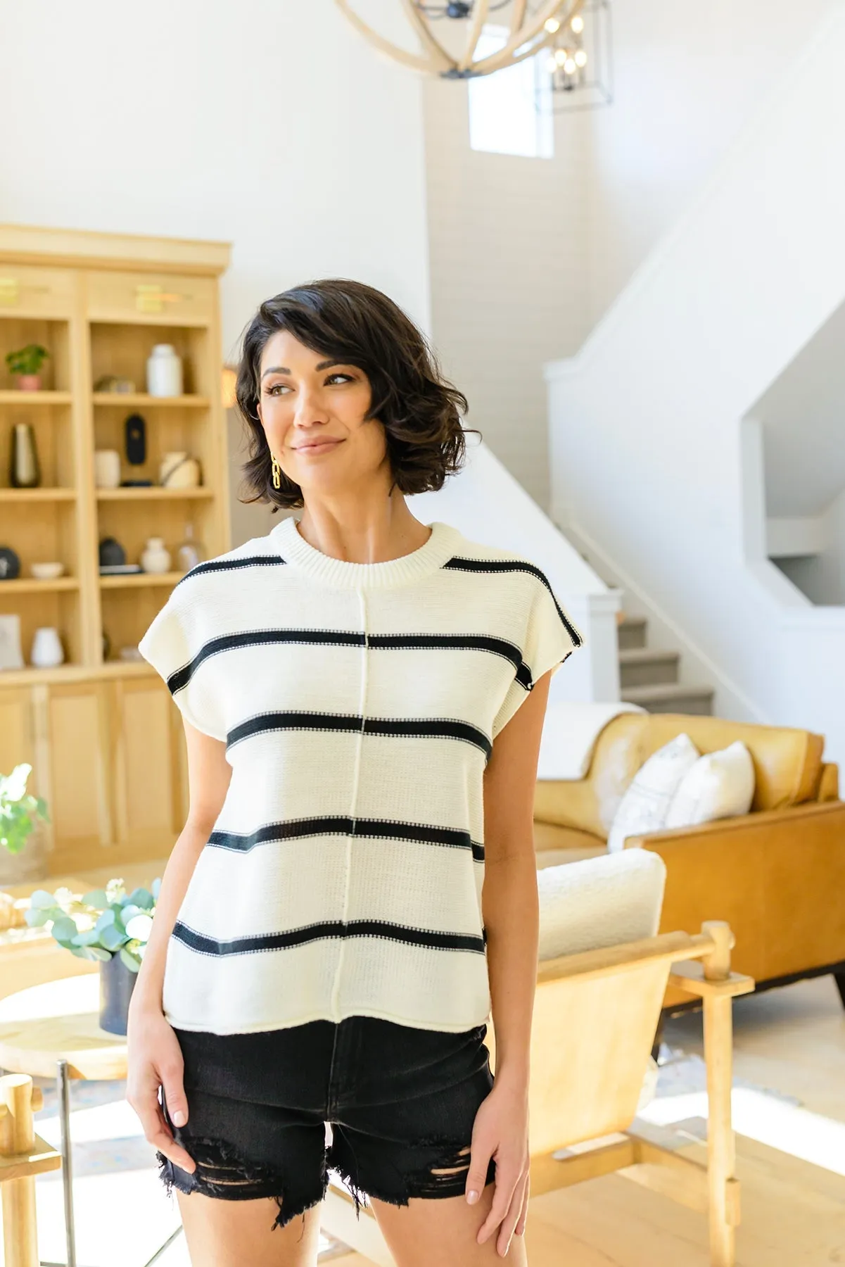 More or Less Striped Sweater in Ivory & Black