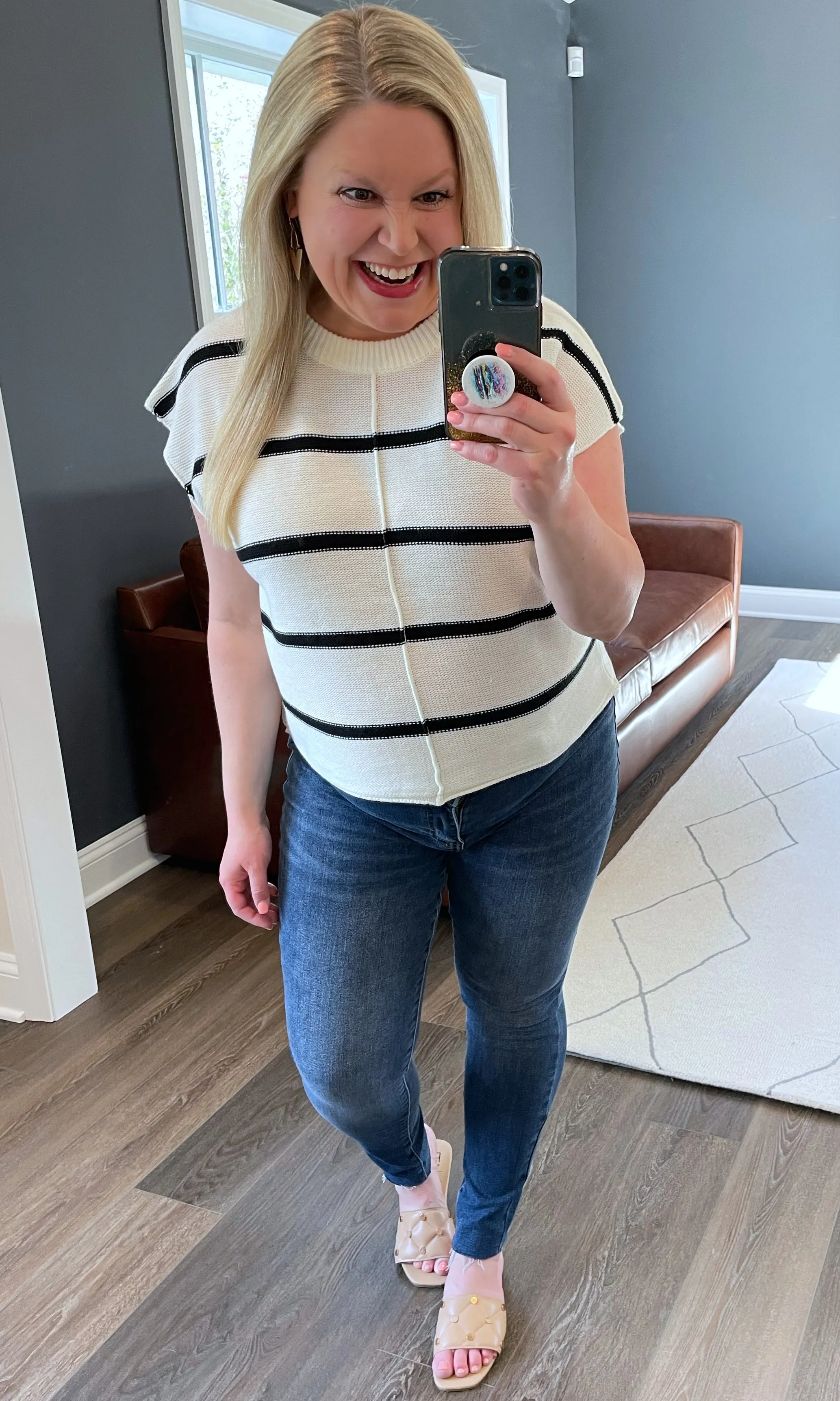 More or Less Striped Sweater in Ivory & Black