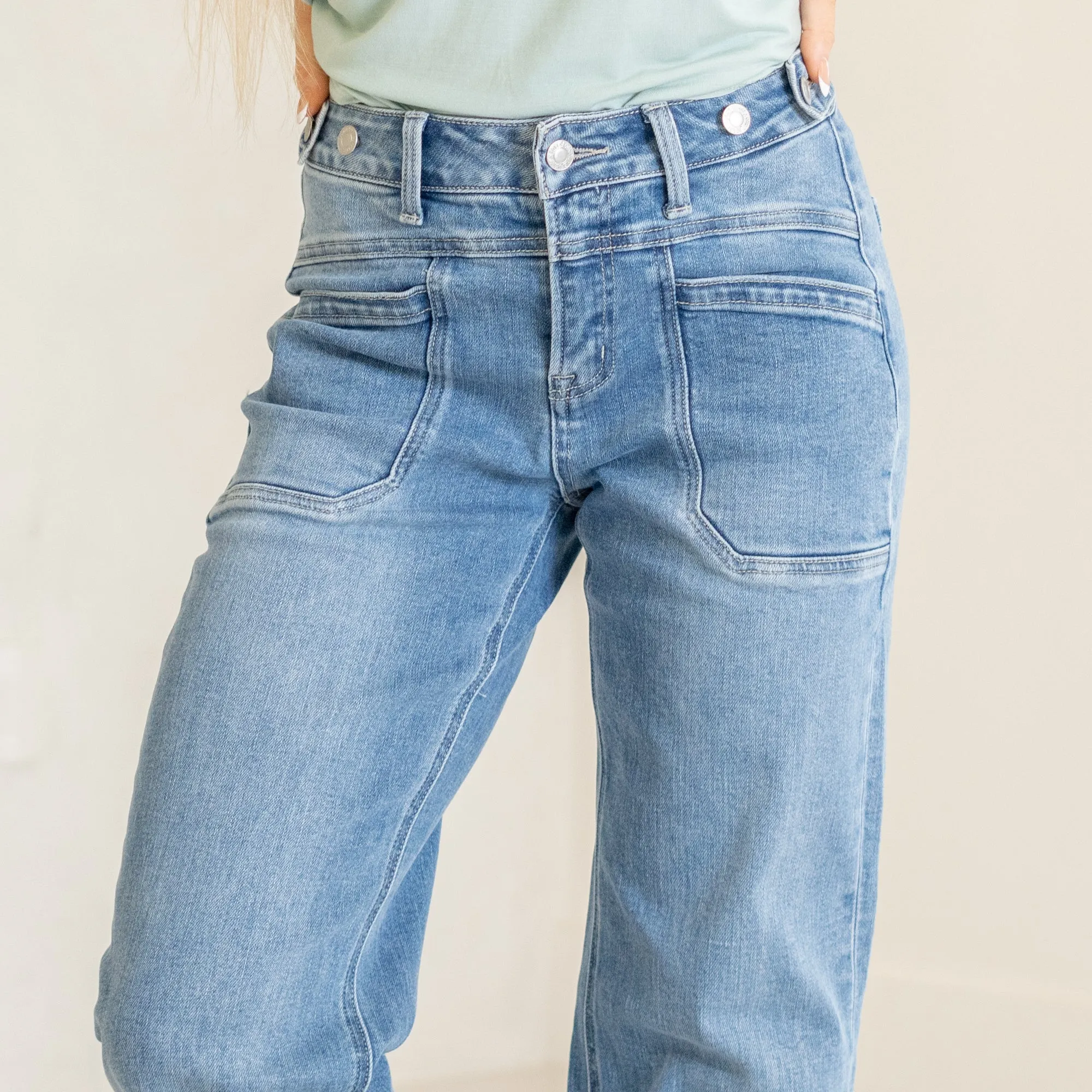 Multi Love High Rise Waistband Cuffed Slim Wide Leg