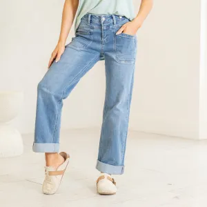 Multi Love High Rise Waistband Cuffed Slim Wide Leg