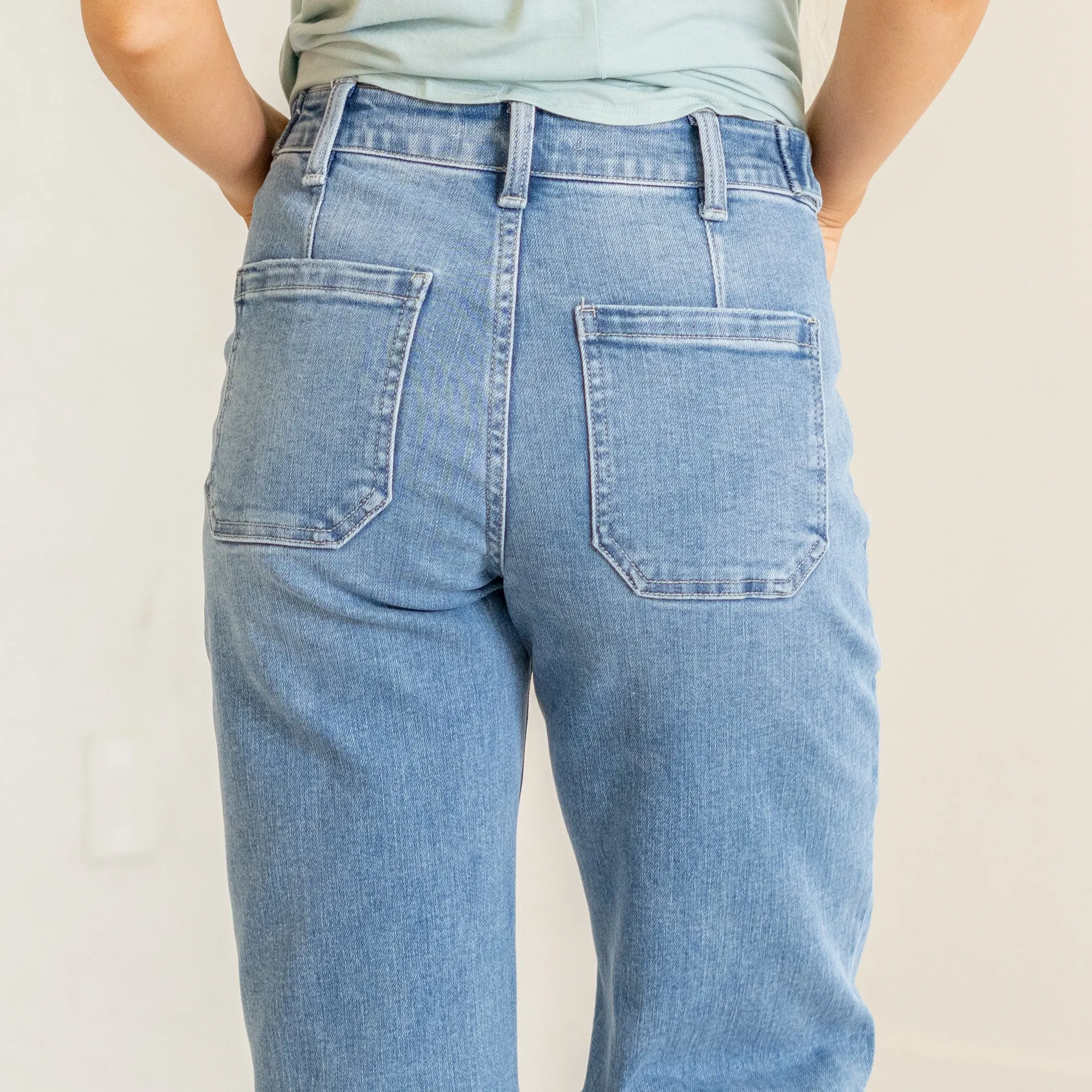 Multi Love High Rise Waistband Cuffed Slim Wide Leg