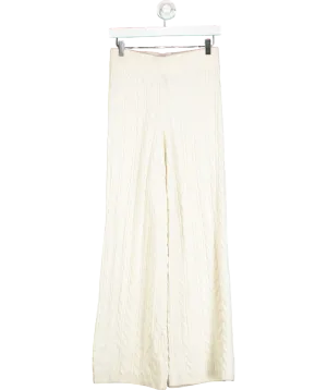 New Look Cream Cable Knit Wide Trousers UK S