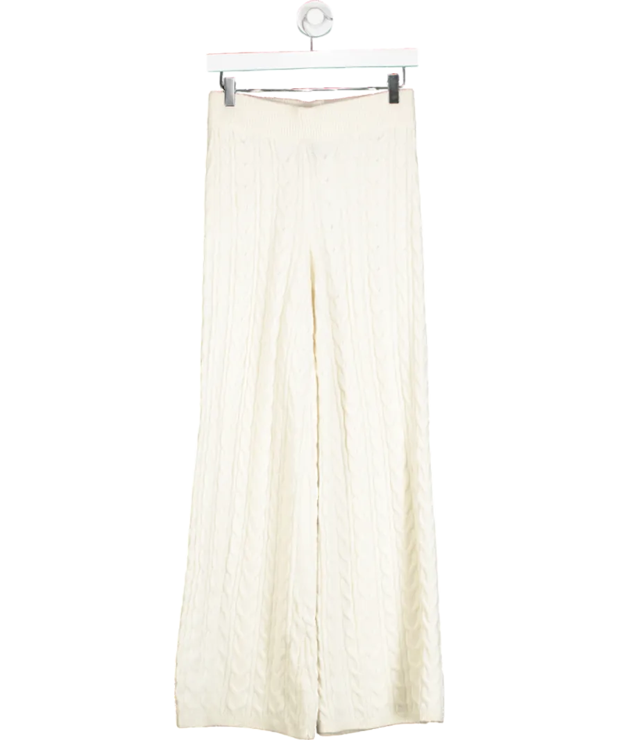 New Look Cream Cable Knit Wide Trousers UK S