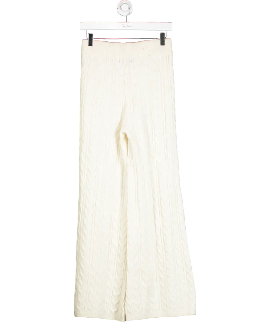 New Look Cream Cable Knit Wide Trousers UK S