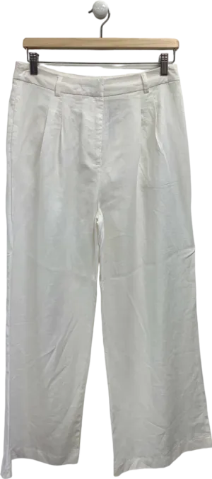 New Look White Petite Wide Leg Trousers UK 10