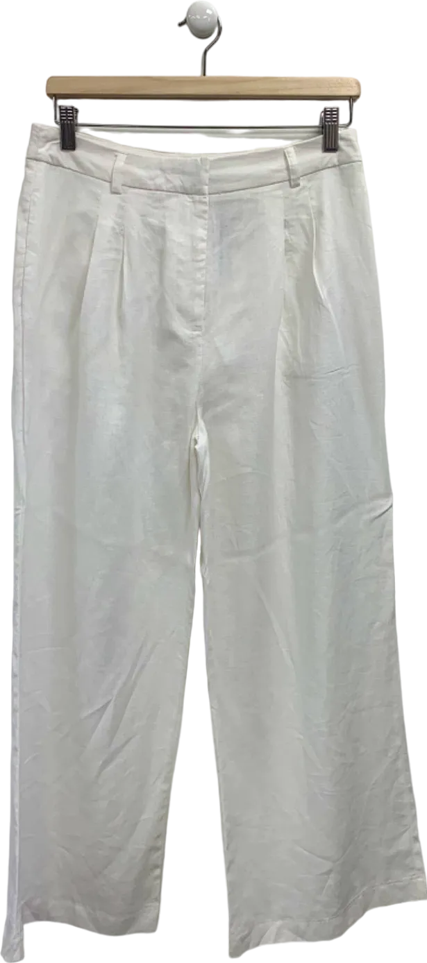 New Look White Petite Wide Leg Trousers UK 10