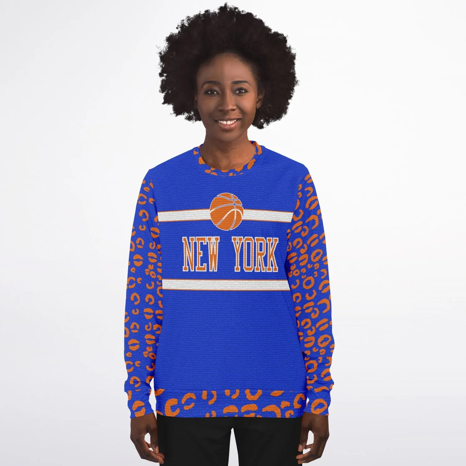 New York Knicks Color Inspired Mosaic Leopard Print Sweatshirt