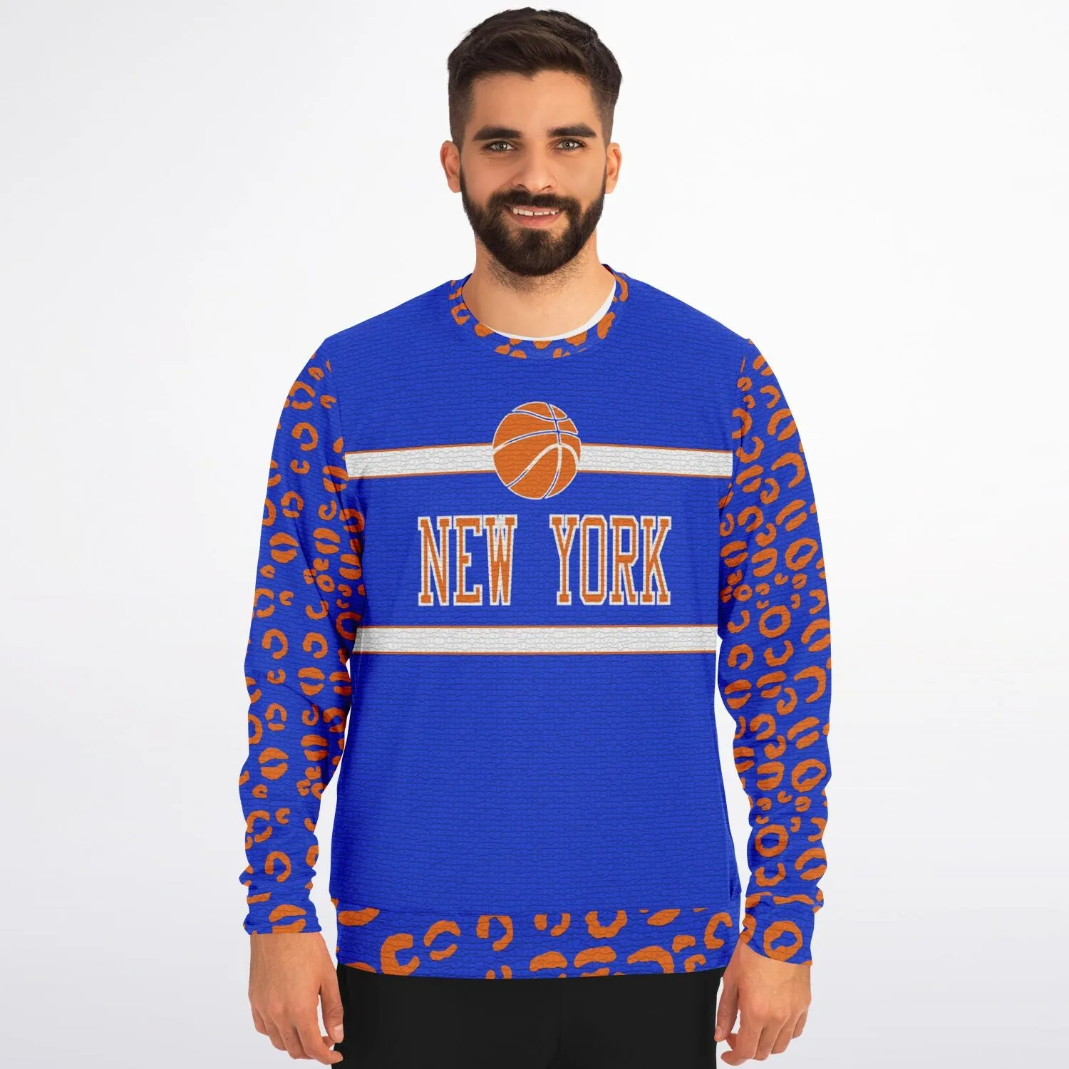 New York Knicks Color Inspired Mosaic Leopard Print Sweatshirt