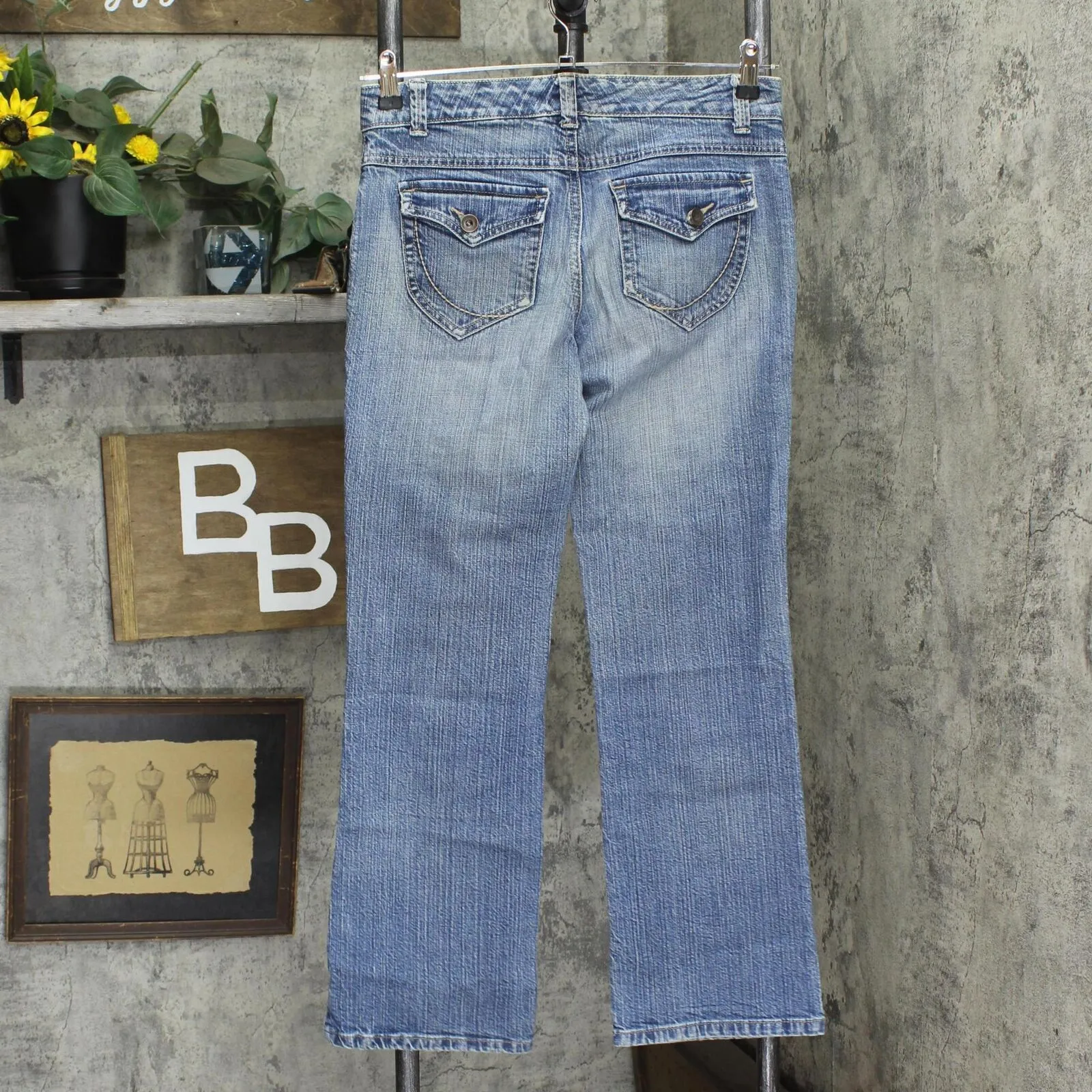 Nine West Womens Straight Leg Zip Front Jeans Dark Acid Wash Blue 2