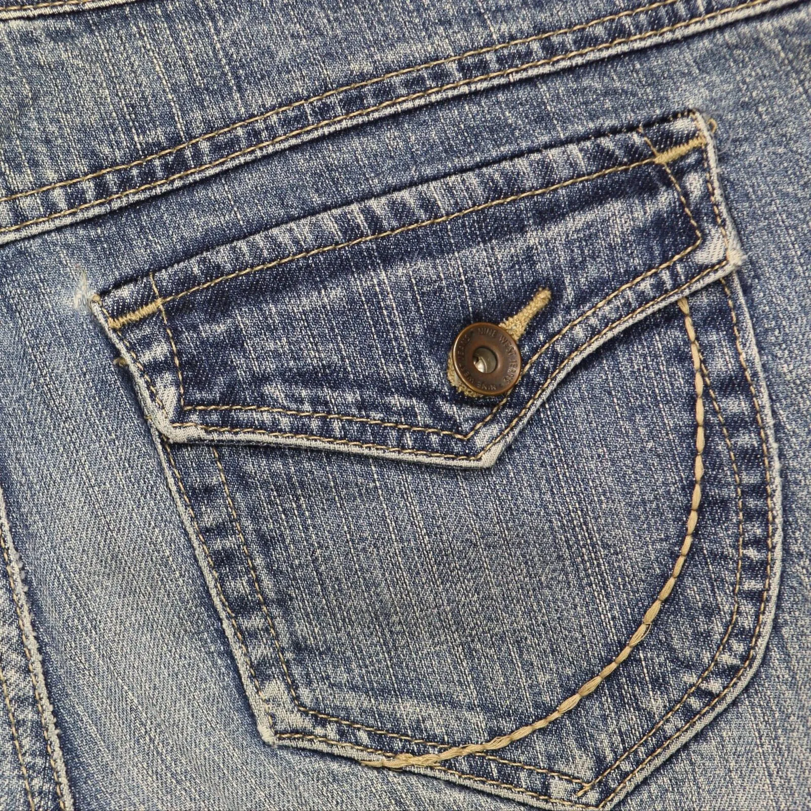 Nine West Womens Straight Leg Zip Front Jeans Dark Acid Wash Blue 2