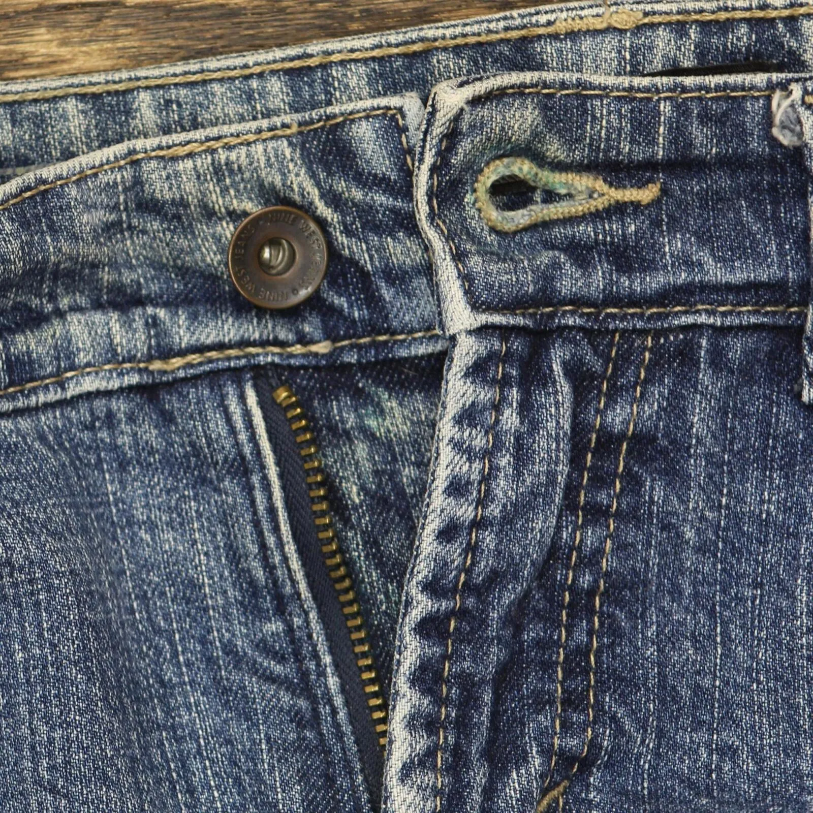 Nine West Womens Straight Leg Zip Front Jeans Dark Acid Wash Blue 2