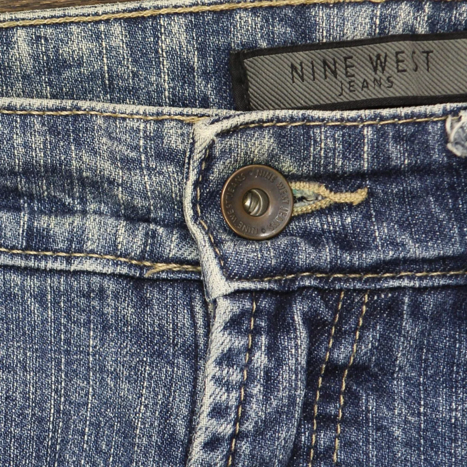 Nine West Womens Straight Leg Zip Front Jeans Dark Acid Wash Blue 2