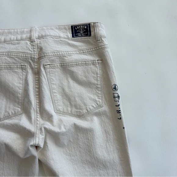 NWOT Lauren Ralph Lauren Nautical Print Jeans in Natural 6