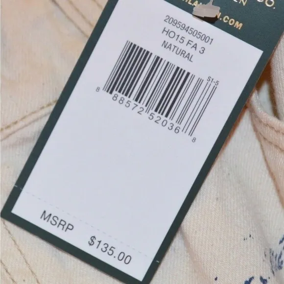 NWOT Lauren Ralph Lauren Nautical Print Jeans in Natural 6