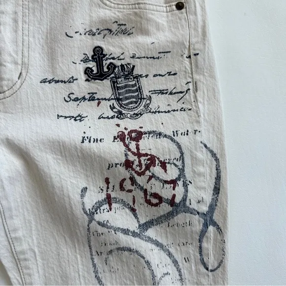 NWOT Lauren Ralph Lauren Nautical Print Jeans in Natural 6