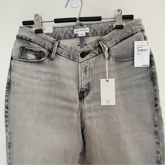 NWT Good American Good Classic Straight Leg Jeans Black176 Size 8/29