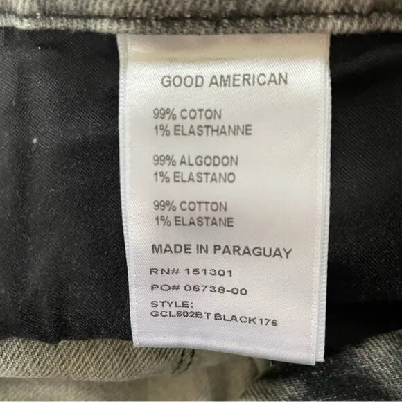 NWT Good American Good Classic Straight Leg Jeans Black176 Size 8/29