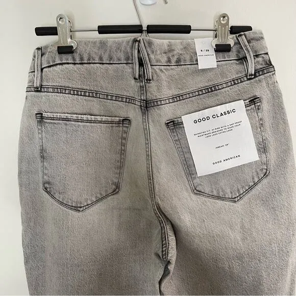 NWT Good American Good Classic Straight Leg Jeans Black176 Size 8/29