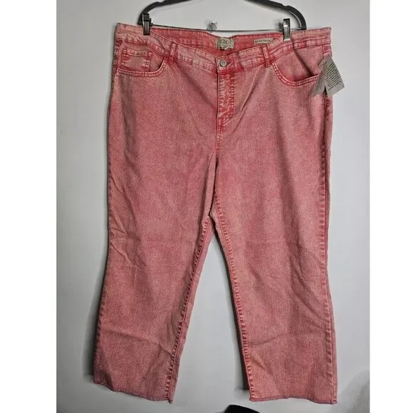 NWT Logo Lori Goldstein Mid Rise Straight Capri Jeans Pink Women's 24 WP