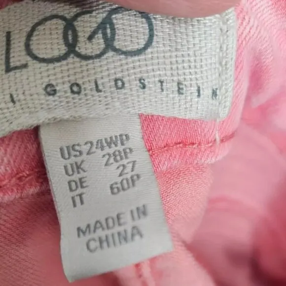 NWT Logo Lori Goldstein Mid Rise Straight Capri Jeans Pink Women's 24 WP