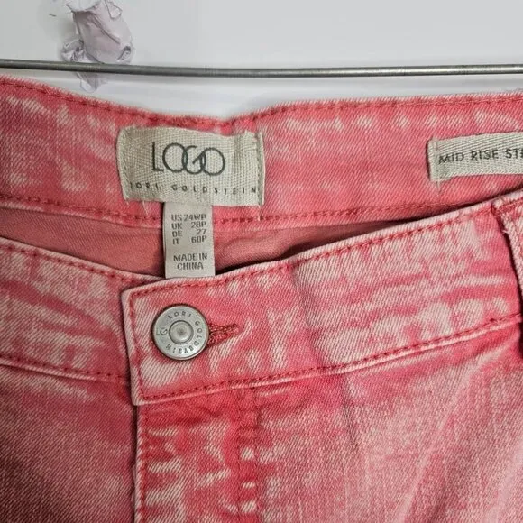 NWT Logo Lori Goldstein Mid Rise Straight Capri Jeans Pink Women's 24 WP
