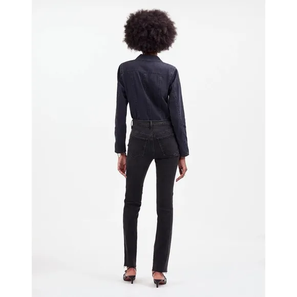 NWT Madewell Mid Rise Stovepipe Jeans Black Denim Straight Armand Wash Slim 33