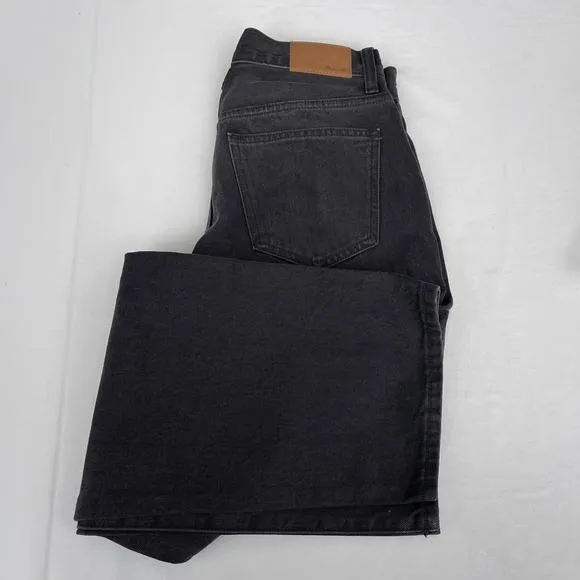 NWT Madewell Petite Low-Slung Straight Jeans Kent Wash Black Women's Size P25