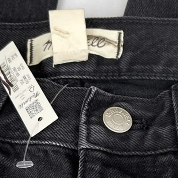 NWT Madewell Petite Low-Slung Straight Jeans Kent Wash Black Women's Size P25