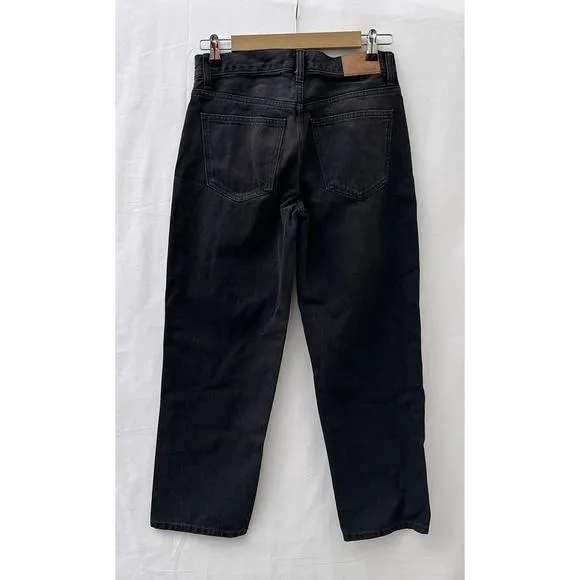 NWT Madewell Petite Low-Slung Straight Jeans Kent Wash Black Women's Size P25