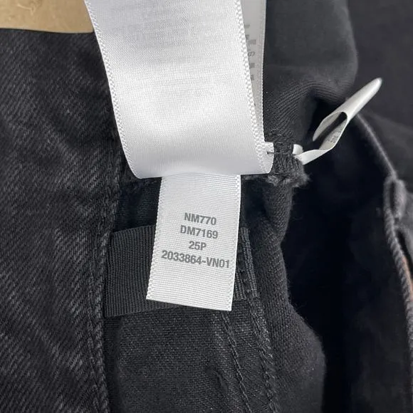 NWT Madewell Petite Low-Slung Straight Jeans Kent Wash Black Women's Size P25