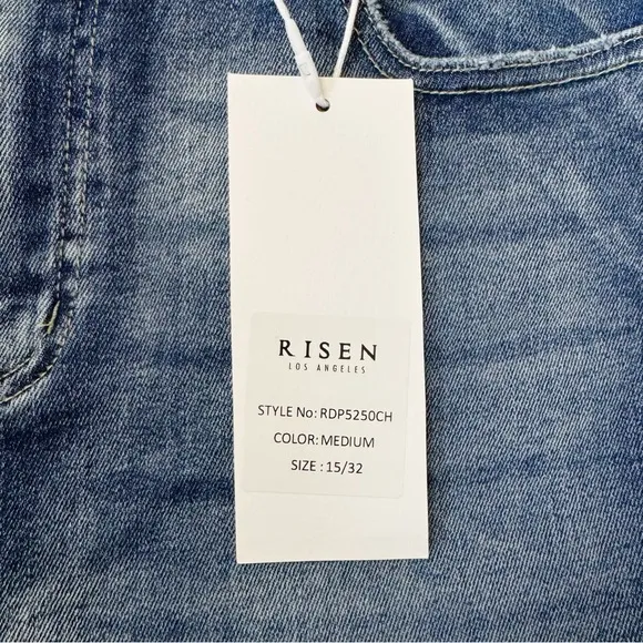 NWT Risen High Rise Crop Straight Jeans Medium Blue Wash RDP5250 Size 15 / 32