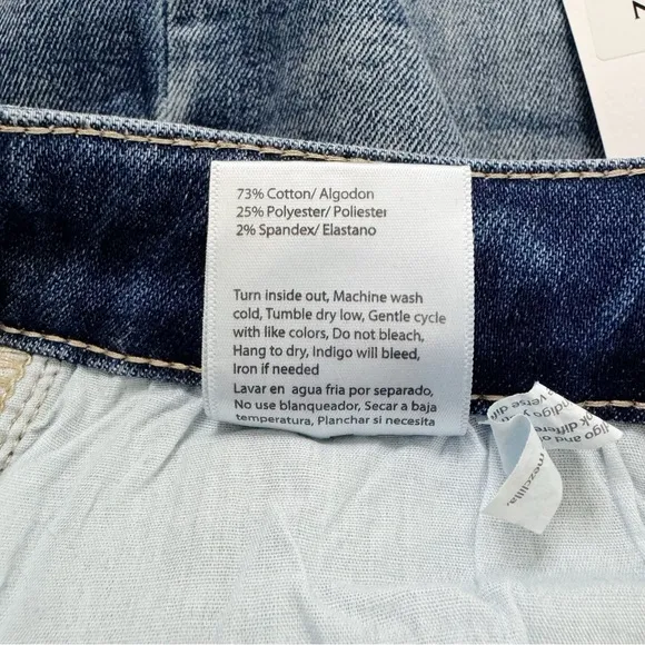 NWT Risen High Rise Crop Straight Jeans Medium Blue Wash RDP5250 Size 15 / 32