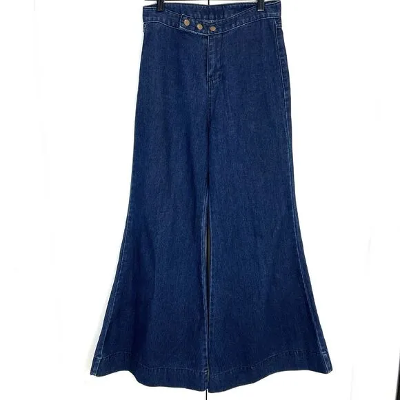 Oak   Fort Jeans Women’s 4 Super Wide Leg Bell Bottoms Dark Wash
