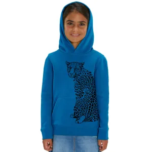 Organic Cotton Kids Hoodie | Leopard Blue