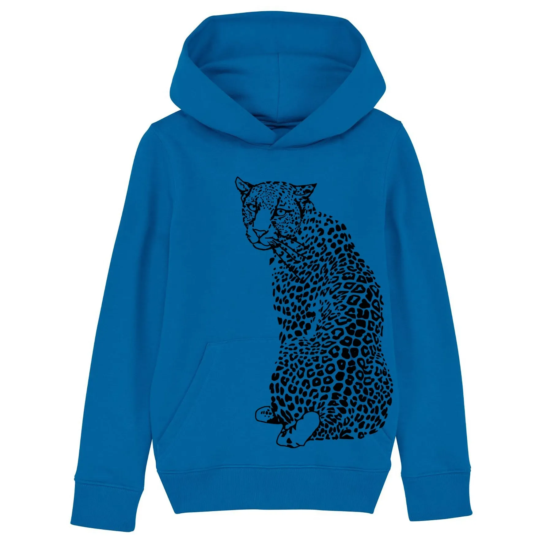 Organic Cotton Kids Hoodie | Leopard Blue