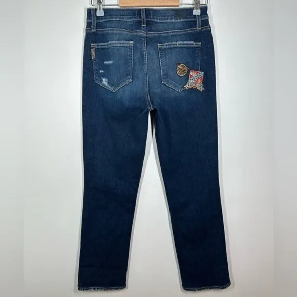 Paige Jacqueline Straight Jeans with Patches  Size 28