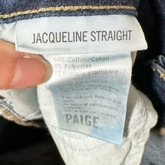 Paige Jacqueline Straight Jeans with Patches  Size 28
