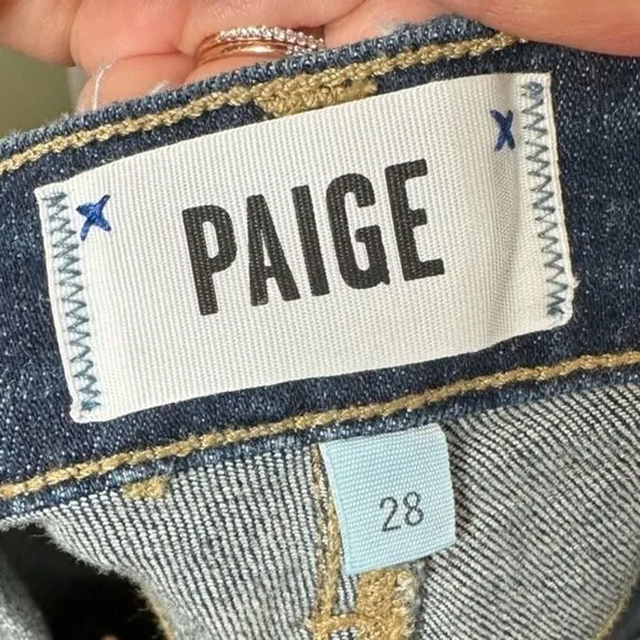 Paige Jacqueline Straight Jeans with Patches  Size 28