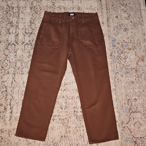 Paige Women's Ankle Straight Leg Utility Jeans in Brown NWOT