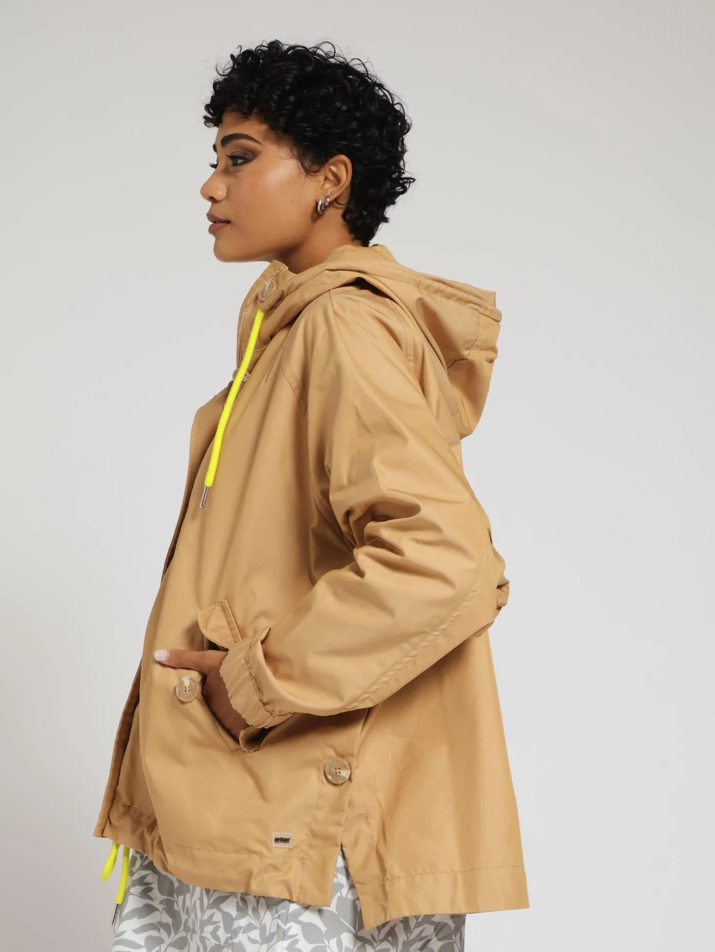 Parka Jacket With Branded Drawcord - Silver