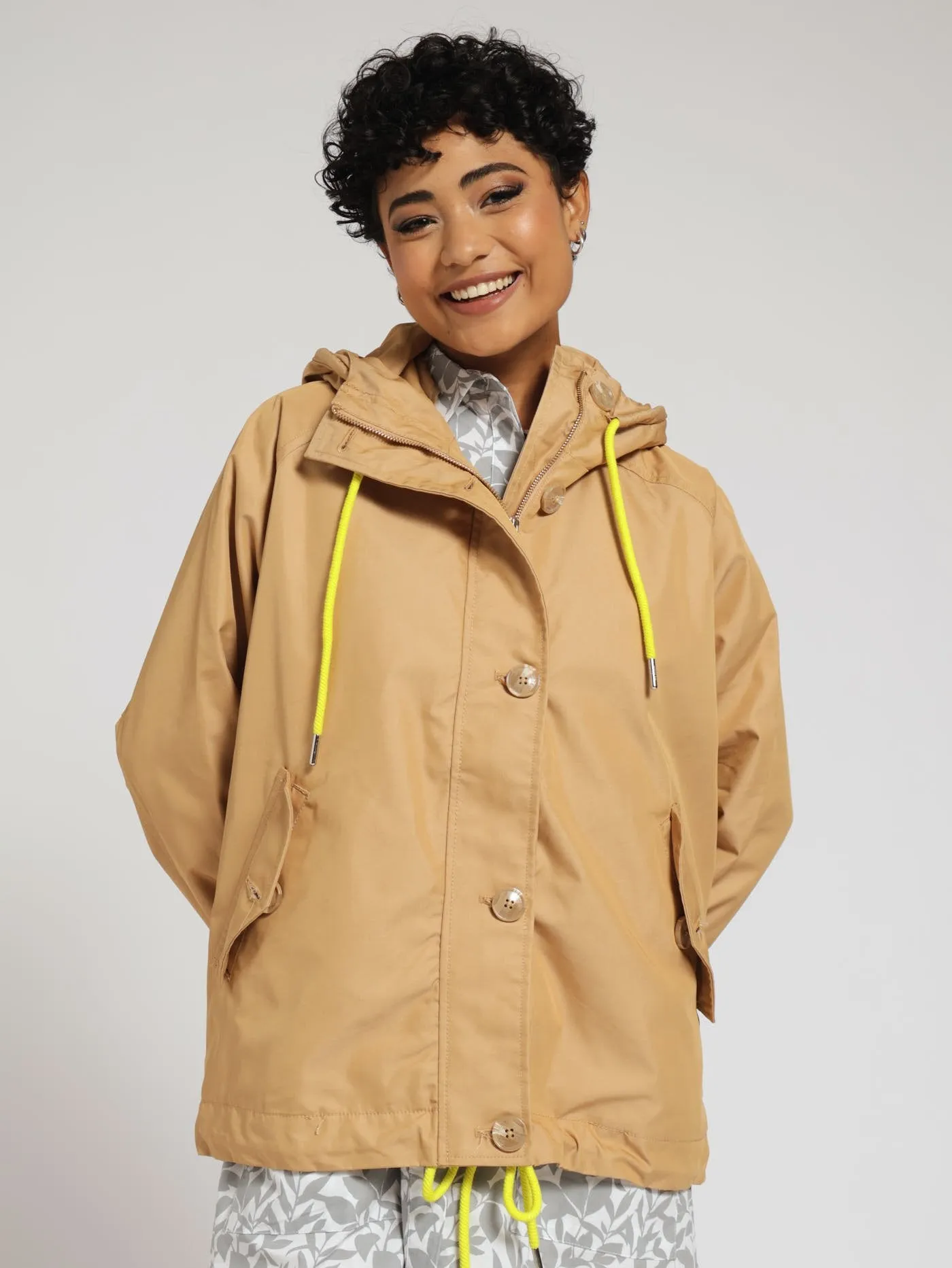 Parka Jacket With Branded Drawcord - Silver