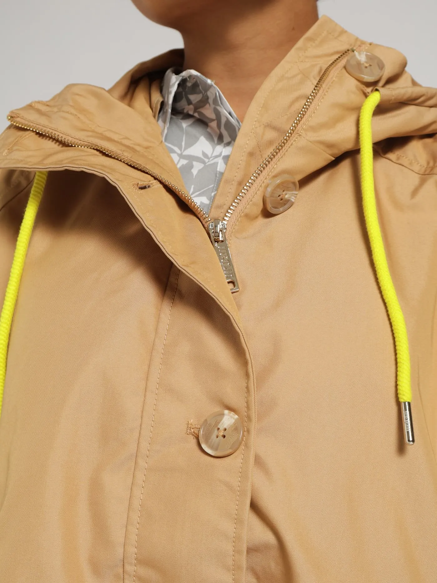 Parka Jacket With Branded Drawcord - Silver