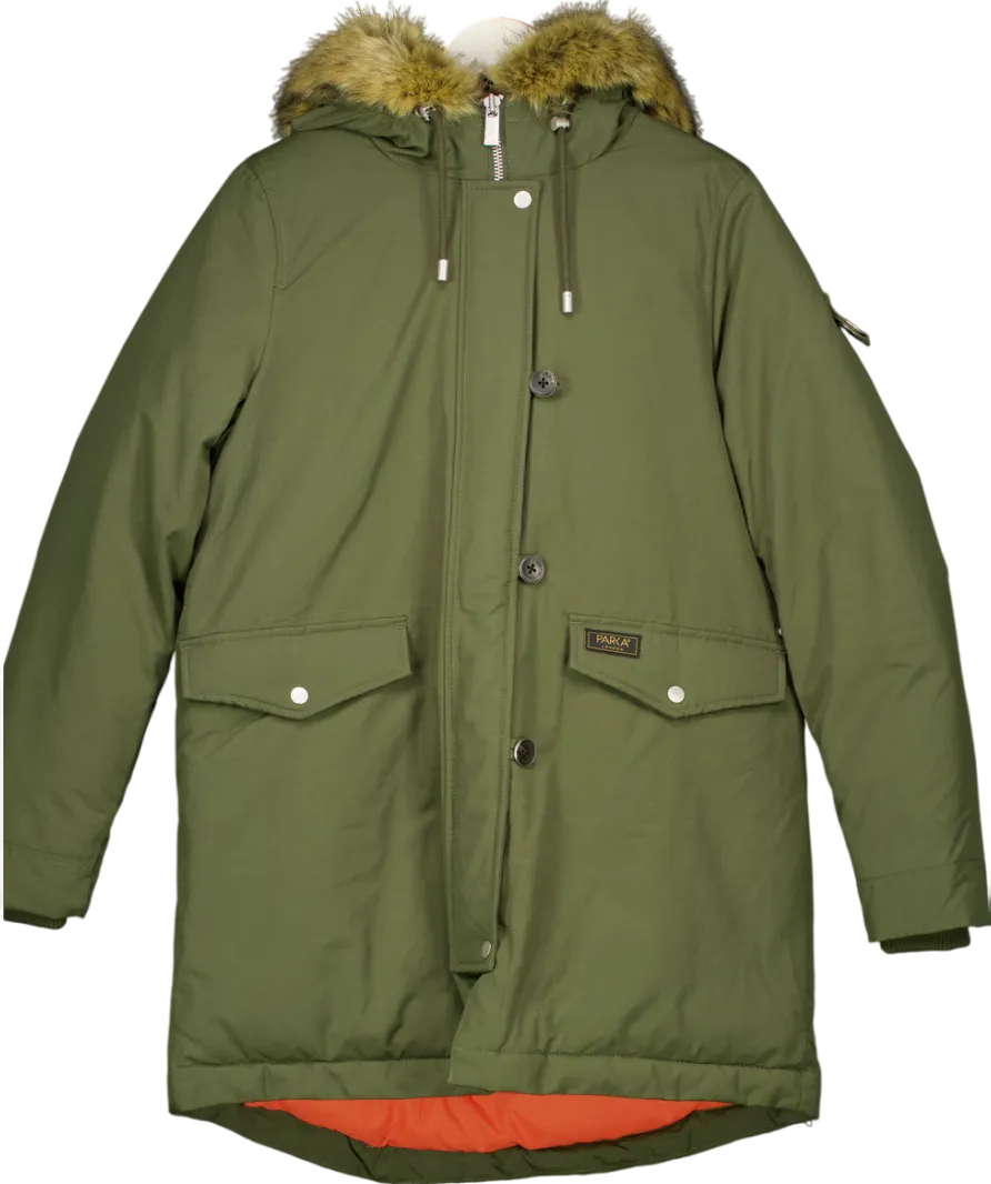 Parka London Green Stormont Long-length Faux Fur Parka UK M