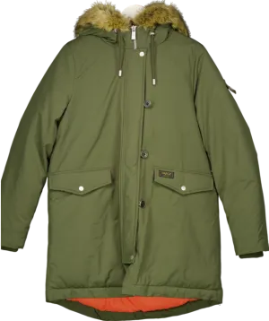Parka London Green Stormont Long-length Faux Fur Parka UK M