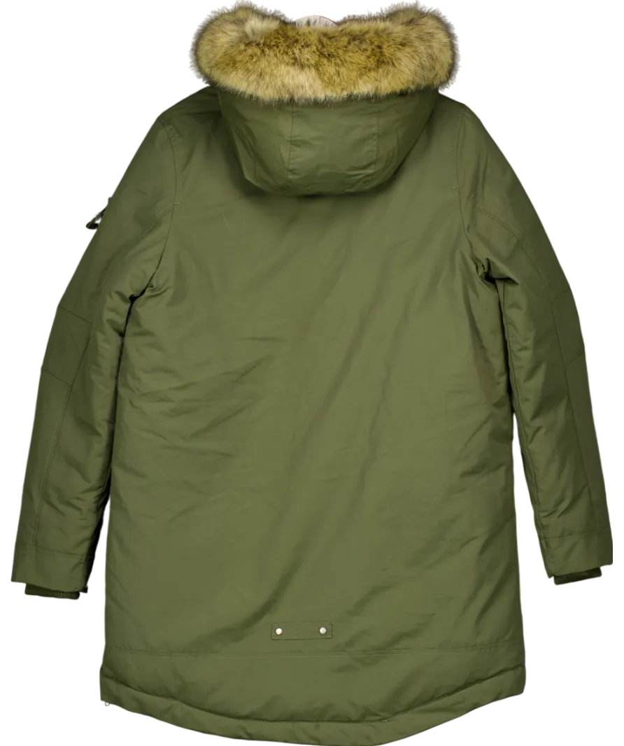 Parka London Green Stormont Long-length Faux Fur Parka UK M